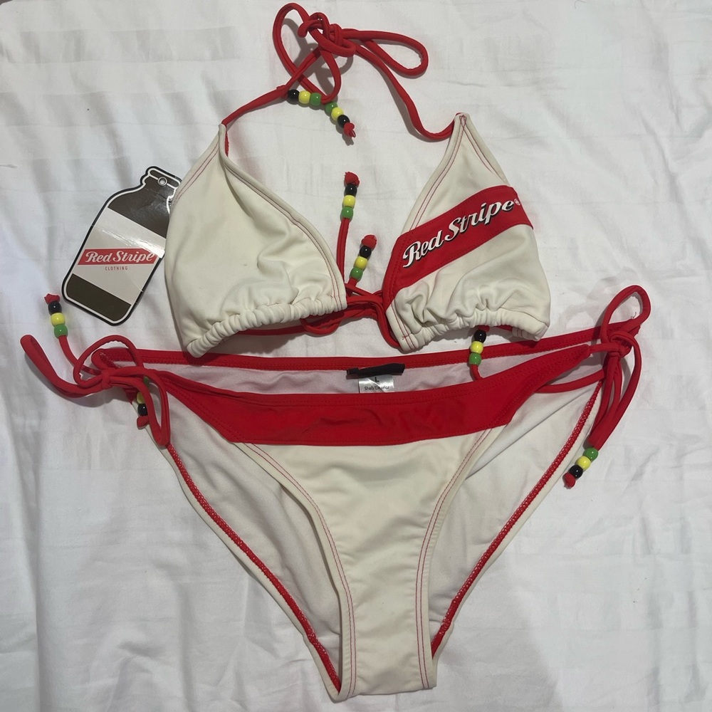 Never worn Red Stripe String bikini!